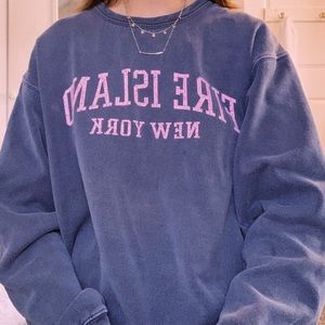 fire island blue & pink vintage crewneck